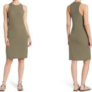 NWOT Standard James Perse Scoop Back Tank Dress Olive Green Size 3 Large
